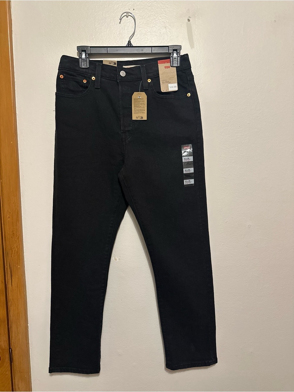 Levi's Women's Wedgie Straight Jeans Black High Rise Button Fly 30x28